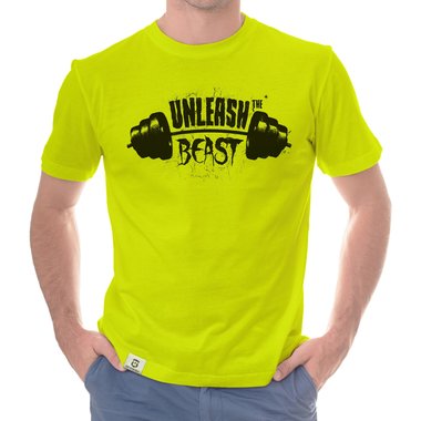 Herren T-Shirt - Unleash the Beast weiss-schwarz 5XL