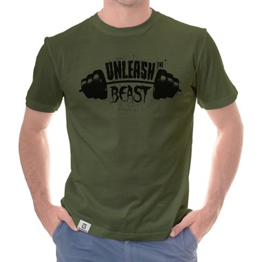 Herren T-Shirt - Unleash the Beast weiss-schwarz 5XL