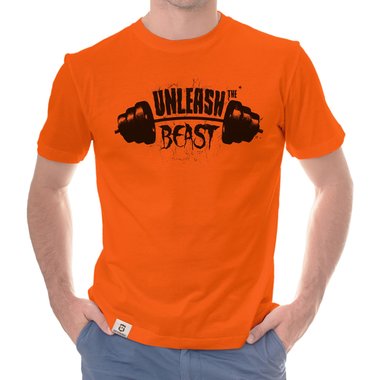 Herren T-Shirt - Unleash the Beast weiss-schwarz 5XL