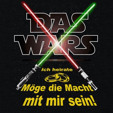 Herren JGA T-Shirt - Das Wars - Ich heirate - Lichtschwert dunkelblau-gelb S