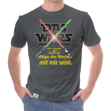 Herren JGA T-Shirt - Das Wars - Ich heirate - Lichtschwert dunkelblau-gelb S