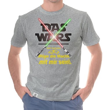 Herren JGA T-Shirt - Das Wars - Ich heirate - Lichtschwert dunkelblau-gelb S