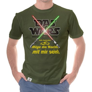 Herren JGA T-Shirt - Das Wars - Ich heirate - Lichtschwert dunkelblau-gelb S