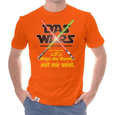 Herren JGA T-Shirt - Das Wars - Ich heirate - Lichtschwert dunkelblau-gelb S