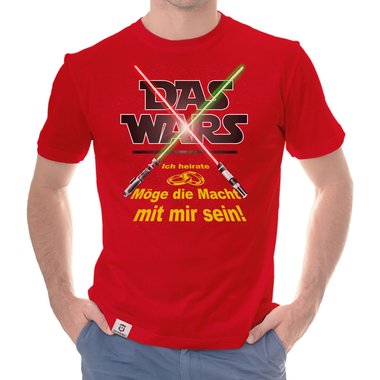 Herren JGA T-Shirt - Das Wars - Ich heirate - Lichtschwert dunkelblau-gelb S