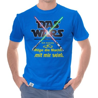 Herren JGA T-Shirt - Das Wars - Ich heirate - Lichtschwert dunkelblau-gelb S