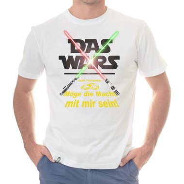 Herren JGA T-Shirt - Das Wars - Ich heirate - Lichtschwert dunkelblau-gelb S