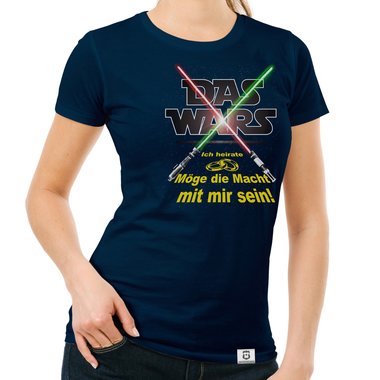 Damen JGA T-Shirt - Das Wars - Mge die Macht mit mir sein dunkelblau-gelb S