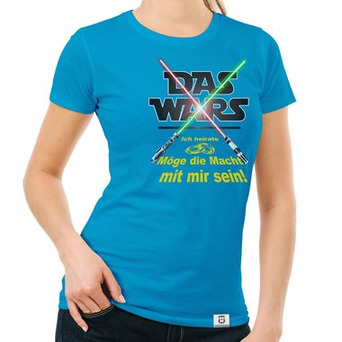 Damen JGA T-Shirt - Das Wars - Mge die Macht mit mir sein dunkelblau-gelb S