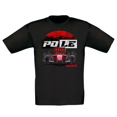 Kinder T-Shirt - Pole Racing dunkelblau-rot 98-104