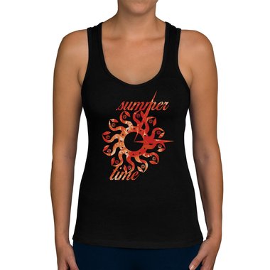 Damen Tank Top - Summer Time hellgrau-orange XS