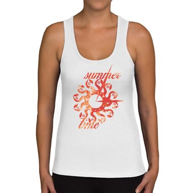 Damen Tank Top - Summer Time hellgrau-orange XS