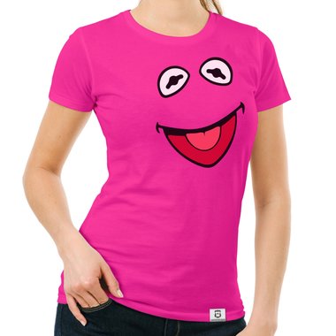 Damen T-Shirt - Frosch Kostm fuchsia-schwarz XS