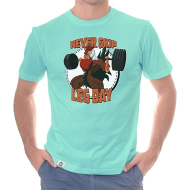 Herren T-Shirt - Never skip Leg Day dunkelblau-orange S