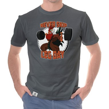 Herren T-Shirt - Never skip Leg Day dunkelblau-orange S