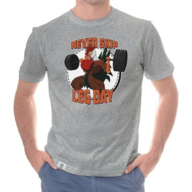 Herren T-Shirt - Never skip Leg Day dunkelblau-orange S