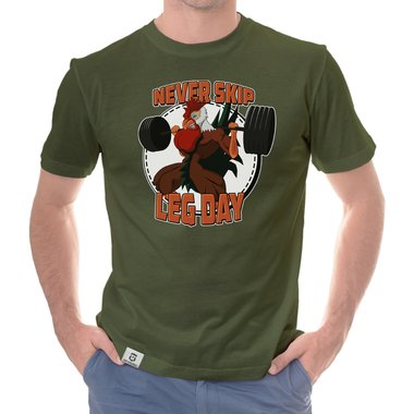 Herren T-Shirt - Never skip Leg Day dunkelblau-orange S