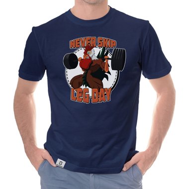 Herren T-Shirt - Never skip Leg Day weiss-orange 5XL