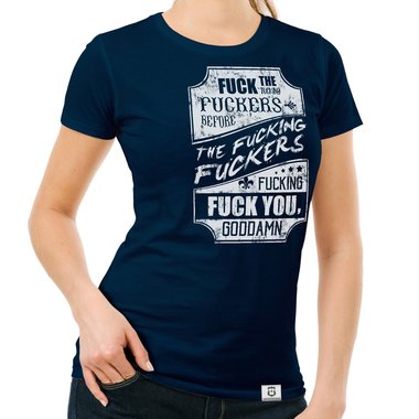 Damen T-Shirt - Fuck dunkelblau-weiss S