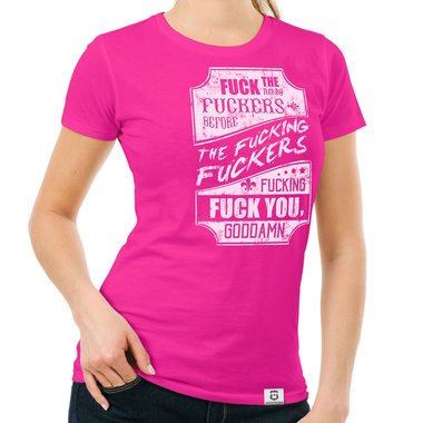 Damen T-Shirt - Fuck dunkelblau-weiss S