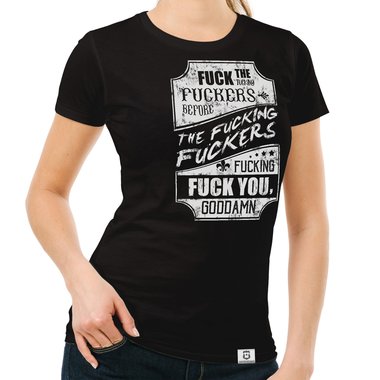 Damen T-Shirt - Fuck dunkelblau-weiss S