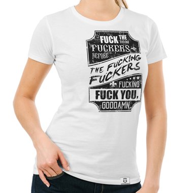 Damen T-Shirt - Fuck dunkelblau-weiss S