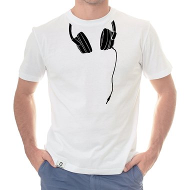 Herren T-Shirt - Headphone dunkelblau-weiss S