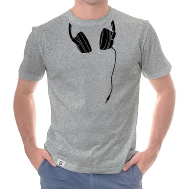 Herren T-Shirt - Headphone dunkelblau-weiss S