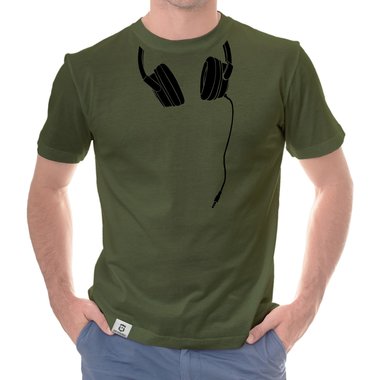 Herren T-Shirt - Headphone dunkelblau-weiss S