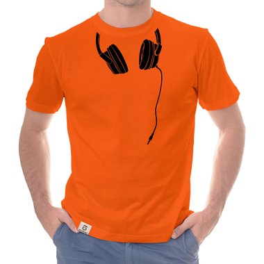 Herren T-Shirt - Headphone dunkelblau-weiss S