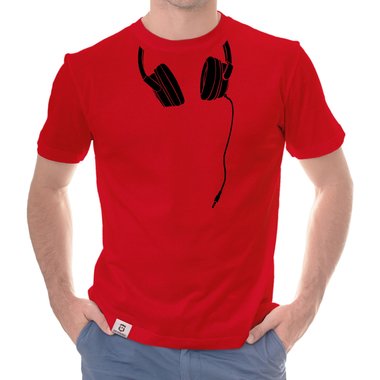 Herren T-Shirt - Headphone dunkelblau-weiss S