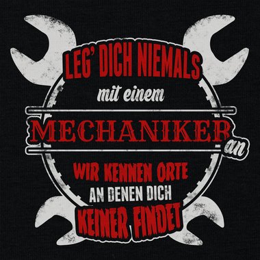 Herren T-Shirt - Leg dich niemals mit Mechanikern an! dunkelblau-weiss S