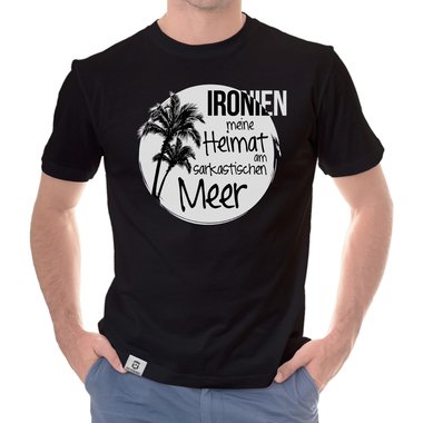 Herren T-Shirt - Ironien - Heimat am sarkastischen Meer dunkelblau-weiss S