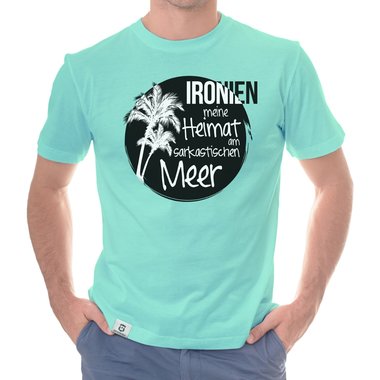 Herren T-Shirt - Ironien - Heimat am sarkastischen Meer dunkelblau-weiss S