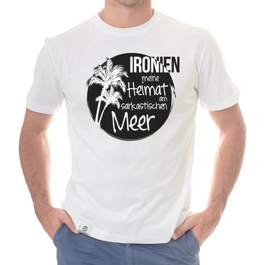 Herren T-Shirt - Ironien - Heimat am sarkastischen Meer dunkelblau-weiss S