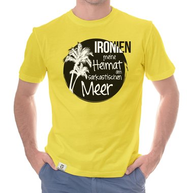 Herren T-Shirt - Ironien - Heimat am sarkastischen Meer dunkelblau-weiss S