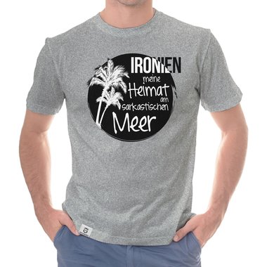 Herren T-Shirt - Ironien - Heimat am sarkastischen Meer dunkelblau-weiss S