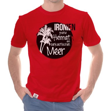 Herren T-Shirt - Ironien - Heimat am sarkastischen Meer dunkelblau-weiss S