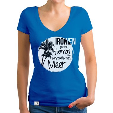 Damen T-Shirt V-Ausschnitt - Ironien - Heimat am sarkastischen Meer