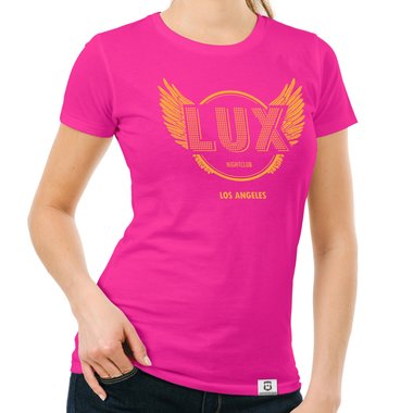 Damen T-Shirt - Lux Nightclub - LA dunkelblau-gelb S