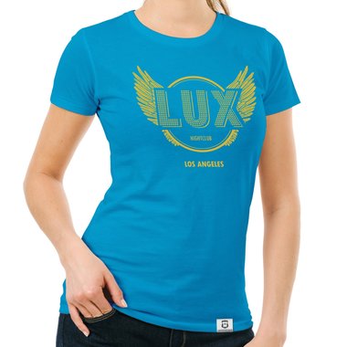 Damen T-Shirt - Lux Nightclub - LA dunkelblau-gelb S