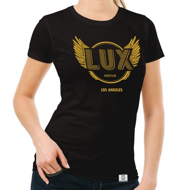 Damen T-Shirt - Lux Nightclub - LA dunkelblau-gelb S