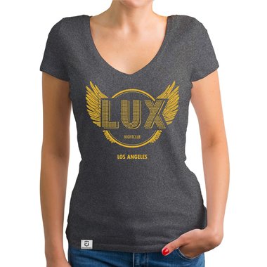 Damen T-Shirt V-Ausschnitt - Lux Nightclub - LA