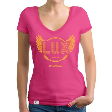 Damen T-Shirt V-Ausschnitt - Lux Nightclub - LA