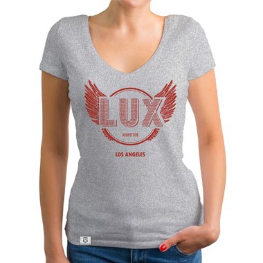 Damen T-Shirt V-Ausschnitt - Lux Nightclub - LA