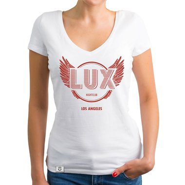 Damen T-Shirt V-Ausschnitt - Lux Nightclub - LA