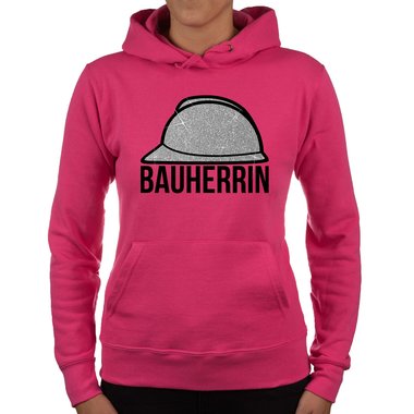 Damen Richtfest Hoodie - Bauherrin Motive - Glitzer Bauherrin fuchsia-goldglitzer XS