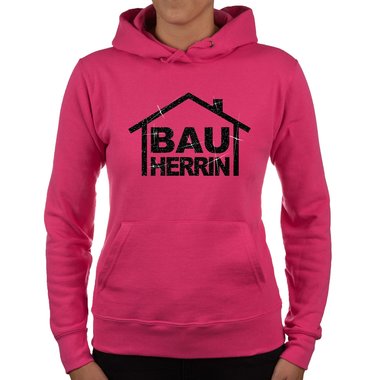 Damen Richtfest Hoodie - Bauherrin Motive - Glitzer Bauherrin fuchsia-goldglitzer XS