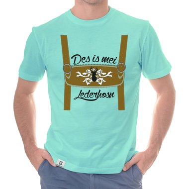 Herren Oktoberfest T-Shirts - Des is mei Lederhosn! - Mnner Shirt mit Rundhals- und V-Ausschnitt Rundhals dunkelblau-weiss S