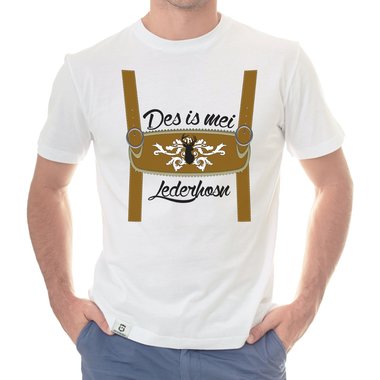 Herren Oktoberfest T-Shirts - Des is mei Lederhosn! - Mnner Shirt mit Rundhals- und V-Ausschnitt Rundhals dunkelblau-weiss S